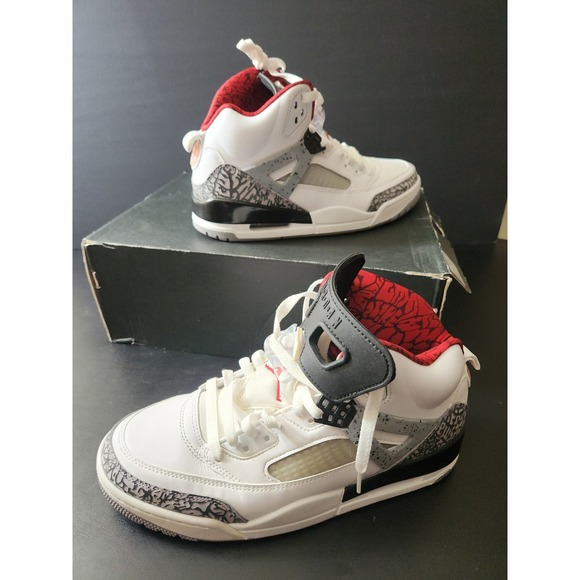 Jordan Spizike Men's White Varsity Red Cement Grey Shoes Size 9 315371 122